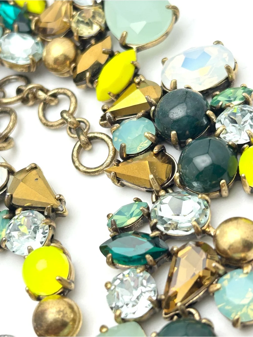 J. Crew Spring Bloom Green Yellow Opalescent Necklace